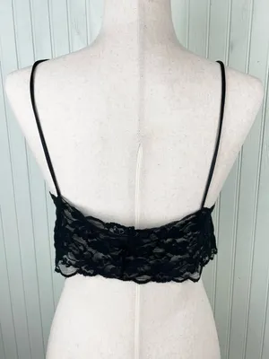 Vintage 80s 90s Alana Gale Sheer Black Lace Bralette Cami Small Dark Coquette thumbnail 4