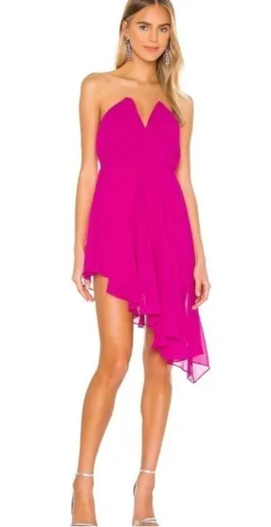 Michael Costello x Revolve Sheree Mini Dress in Fuchsia Pink NWT Size Medium thumbnail 7