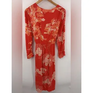 Free People hot pepper combo mixed print twist button front midi dress women’s S thumbnail 6