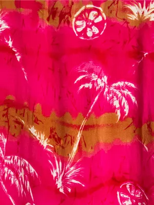 Vtg Desert Jems Hawaiian Boho Maxi Dress Rayon L Tropical 90s Pink Palm Print thumbnail 5