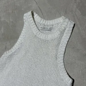 VTG Abercrombie Fitch Cream Knit Sleeveless Mock Neck Sleeveless Sweater Tank XS thumbnail 2
