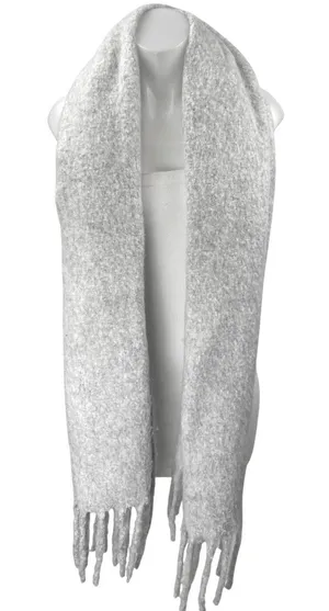 American Eagle Light Gray Fleece Fringe Hem Neck Shawl Wrap Scarf One Size thumbnail 1