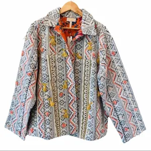 ANTHROPOLOGIE Verb Kellianne Bohemian Rug Tasseled Shirt Jacket Size L NEW thumbnail 5