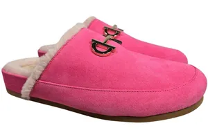 Cole Haan Mc Ada Mule Slippers‎ Hot Pink Suede Faux Fur Lined Size 5.5B thumbnail 1