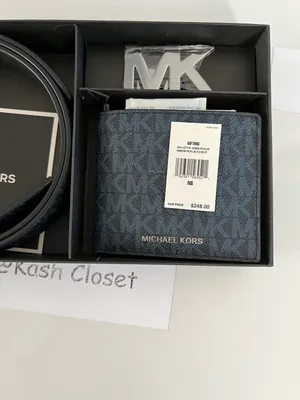 Michael Kors Mens Signature Belt & Billfold Wallet Set - Admiral/ Pale Blue thumbnail 7