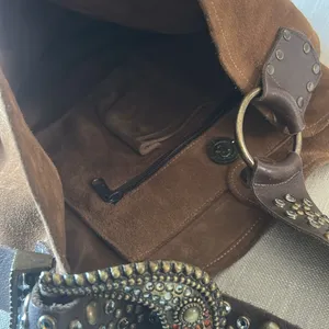 Leatherock USA Brown Western Suede Studded Slouchy Shoulder Purse thumbnail 7