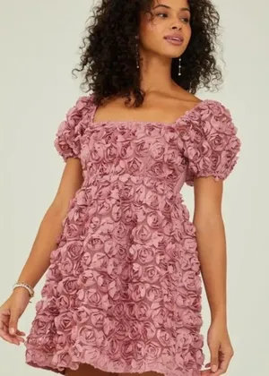 Altar’d State Krystal Rosette Textured Floral Mini Dress thumbnail 1