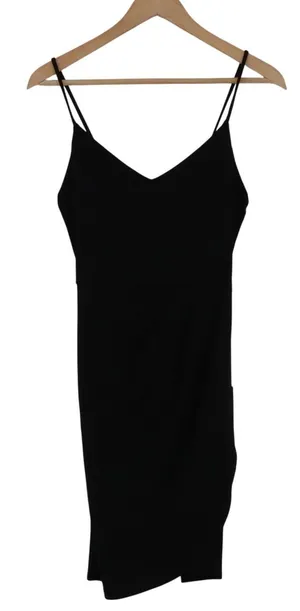 Lulus Black V-Neck Spaghetti Strap Bodycon Mini Wrap Dress Womens Size M NEW thumbnail 1