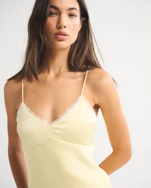 Abercrombie and Fitch Bra Free Lace Trim Midi Slip Dress thumbnail 2