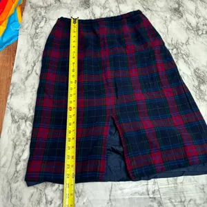 Pendleton vintage plaid Skirt pure Wool navy red blue 26 waist Flaw- liner thumbnail 4