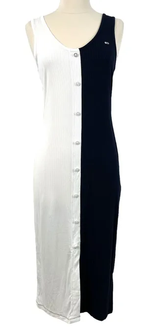 Tommy Jeans Tank Dress Womens Size Small‎ Ribbed Colorblock Preppy Coastal thumbnail 1