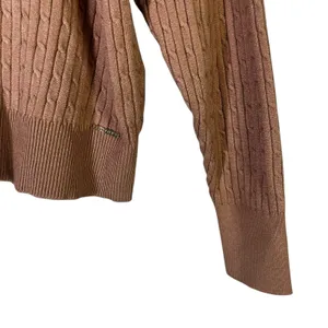 NWT Anne Klein Cable Knit V-Neck Sweater Cognac Brown Classic Preppy Size XL thumbnail 4