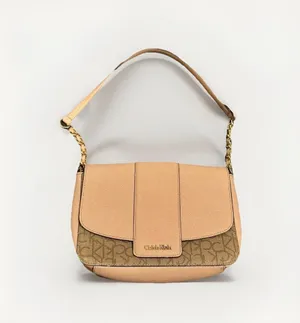 Calvin Klein Vintage Pink Leather Shoulder Purse Handbag w Metal Detail Strap thumbnail 1