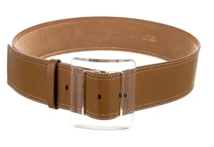 Veronica Beard Corin Brown Belt clear acrylic buckle Large thumbnail 1