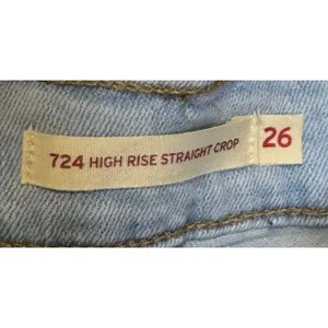 Levi's Womens‎ Jeans 724 High Rise Straight Crop Distressed Light Wash Denim 26 thumbnail 4