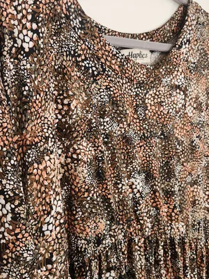 Haptics Textured Brown Floral Print Mini Dress Size 2X thumbnail 4