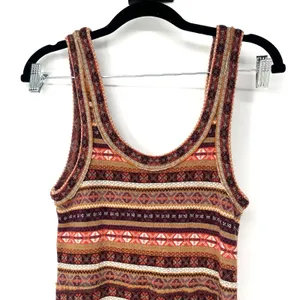 Free People Fair Isle Sweater Tank Dress Burgundy Multicolor Women's Medium thumbnail 5