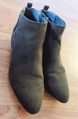 Old Navy Faux Suede Olive Booties thumbnail 1