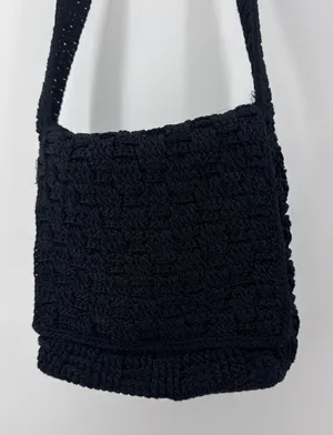 The Sak Black Crochet Hobo Bag Shoulder Bag Handbag‎ Casual Purse 10x9 thumbnail 1