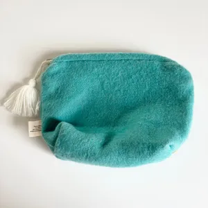 Wool Llama & Cactus Handmade in Peru Makeup Travel Cosmetics Bag Turquoise thumbnail 5