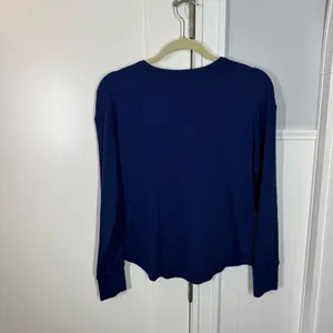 American Giant Luxe Rib Womens small Blue Cotton‎ V-Notch Long Sleeve Pullover thumbnail 5