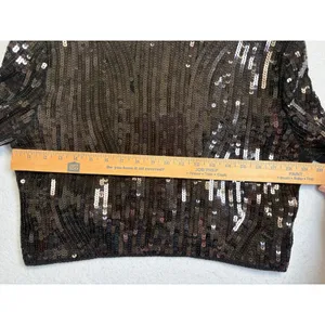 ZARA Sequin Pullover Top Black Cropped Long Sleeve Crew Neck Sweater Small thumbnail 6