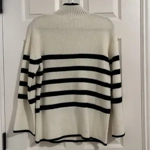 Baltic Born Lush Cream Black Striped Tunic Mock Neck Sweater Size‎ Small Preppy thumbnail 5