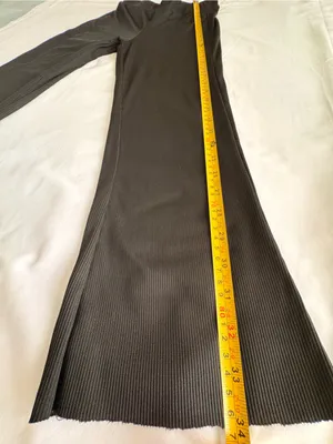 Black Ribbed Wide Leg Stretch Pants XS thumbnail 3