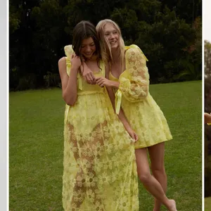 For Love & Lemons Yellow Maxi Dress NWT XS Bodysuit Overlay thumbnail 3