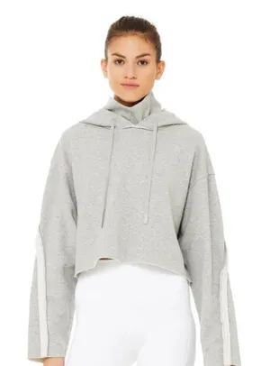 Alo Yoga Effortless Gray Cropped Hoodie heathered grey size small thumbnail 1