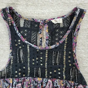 Hollister Babydoll Tank Dress XS Black Paisley Lace Sequin Beaded Swing Boho thumbnail 5