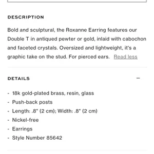 Tory Burch Roxanne Jeweled Stud earrings. New. Faceted crystals & cabochon thumbnail 4