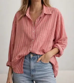 Emory Park Pink and White Striped Shirt thumbnail 1