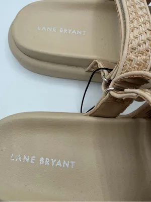 Lane Bryant Raffia Slide Sandals 9W Wide Beige Woven Comfort NWT thumbnail 9