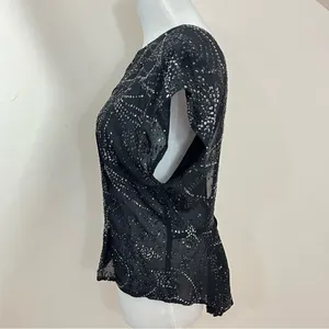 CFTC Studio Vintage 80’s Black Silk Beaded Evening Top M thumbnail 2