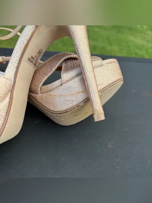 Heart in D rose Gold Glitter T Strap platform heels Sz 8.5 party holiday dance thumbnail 5
