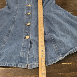SHEIN Blue Denim Mini Dress Sleeveless Gold Button Womens Medium 6 thumbnail 7