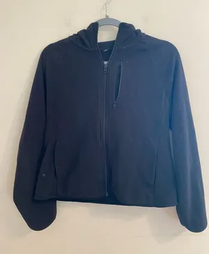 Women's Uniqlo Black 3-Pocket‎ Full Zip Hoodie Sweatshirt Size Large thumbnail 1