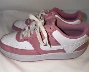 Nike Women's Pink and White Low-Top Sneakers thumbnail 1