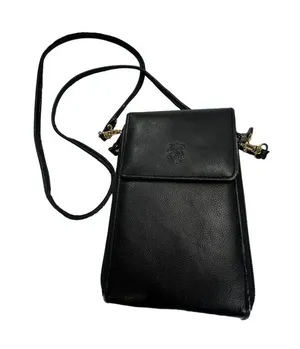 Black Leather Crossbody Bag With Adjustable Strap & Multiple Pockets 39I Size 8 thumbnail 1