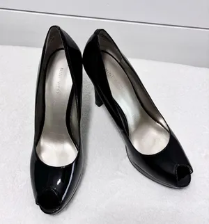 Nine West Black Peep Toe Heels Patent Upper Leather Open Toe Heels Pumps Size 9M thumbnail 7