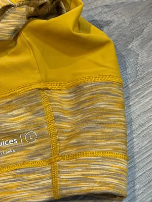 Outdoor Voices Yellow Sunset Flow Crop Top/Long Line Sports Bra Size Large thumbnail 4
