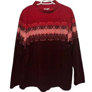 Croft & Barrow Women's Soft Microfleece Mockneck‎ Red Burgundy Pullover Size XXL thumbnail 1