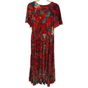 Soft Surroundings Printemps Maxi Dress Multicolor Floral Tiered Boho V-Neck M thumbnail 3