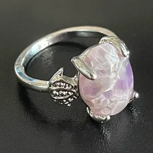 Purple amethyst S925 silver women ring size 7 thumbnail 2