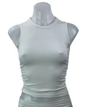 Lululemon Women's White Sleeveless Crew Neck Crop Yoga Athletic Tank Top Size S thumbnail 1