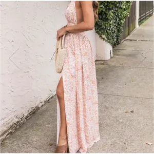 Pink‎ Lily Women's Small Floral Halter Neck Maxi Dress Backless Summer Boho thumbnail 3