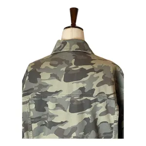 Zara Jacket Women Small‎ Green Camo Cotton Sequin Stripe Coat Streetwear Outdoor thumbnail 5