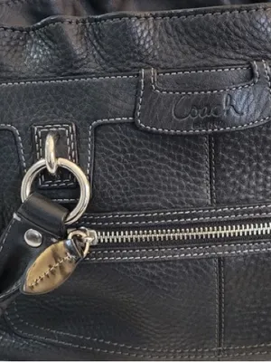 COACH Penelope Black Handbag Shoulder Bag Ruffle Pebbled Leather F14686 Everyday thumbnail 7