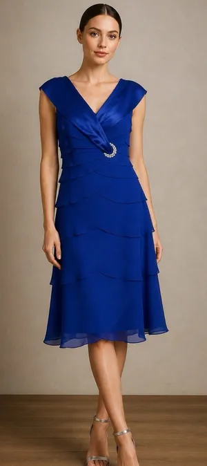 Alex Evenings Ruffed Midi Dress Womens 10 Party Cocktail Wedding Formal Glam thumbnail 1
